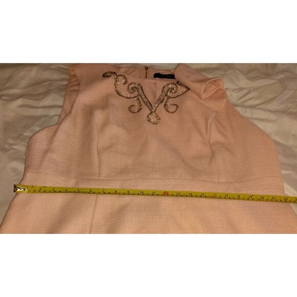 Ellen Tracy Dress 22W Light Pink Embroidered Beaded Zip Up Office Wedding Tea - Picture 10 of 11
